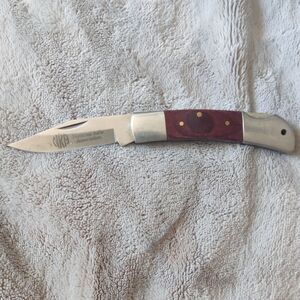 Men's Folding Pocket Knife with Red Wood Handle - National Rifle Association